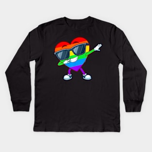 Dabbing Heart  LGBT Pride Month Kids Long Sleeve T-Shirt